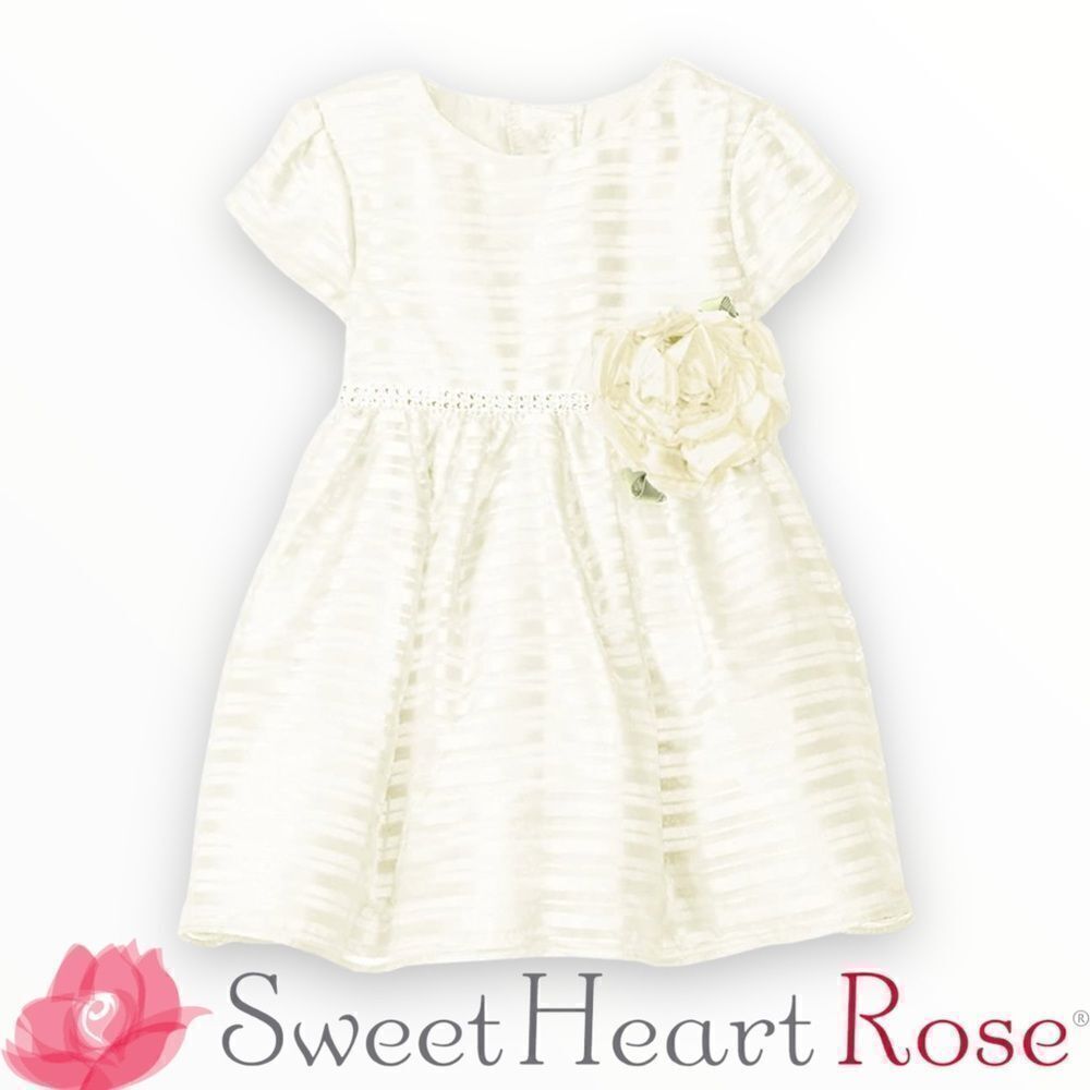 SWEET HEART ROSE | Ivory | Organza Stripe Special Occasion Dress